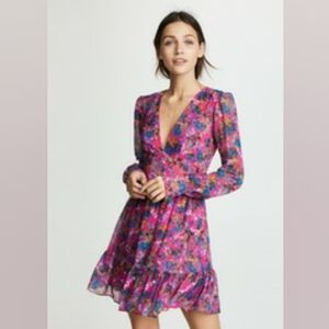 NWOT SALONI  Pia Dress In Hot Pink Azalea 100% silk!